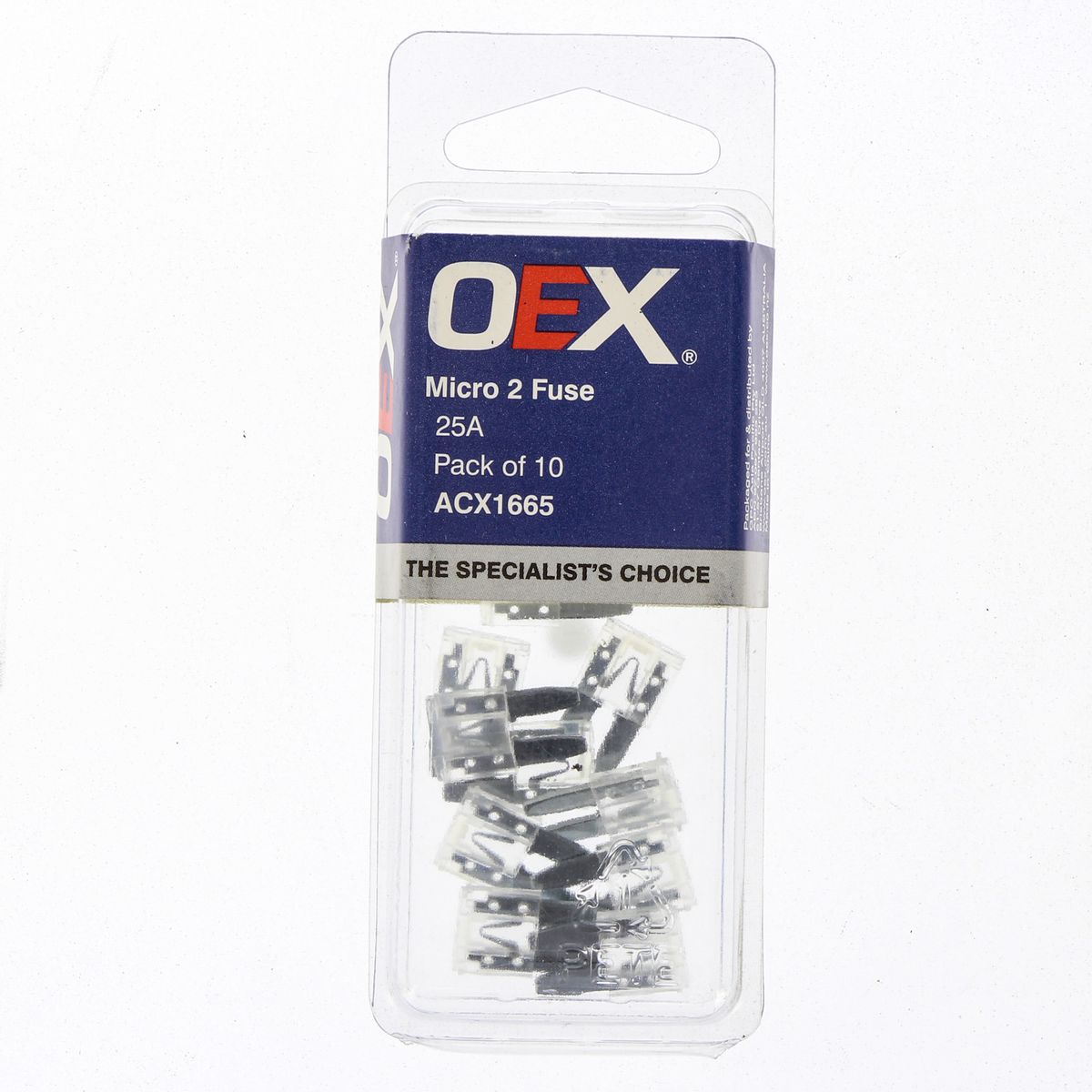 OEX Fuse Micro 2-Blade 25A White (Pack of 10) ACX1665