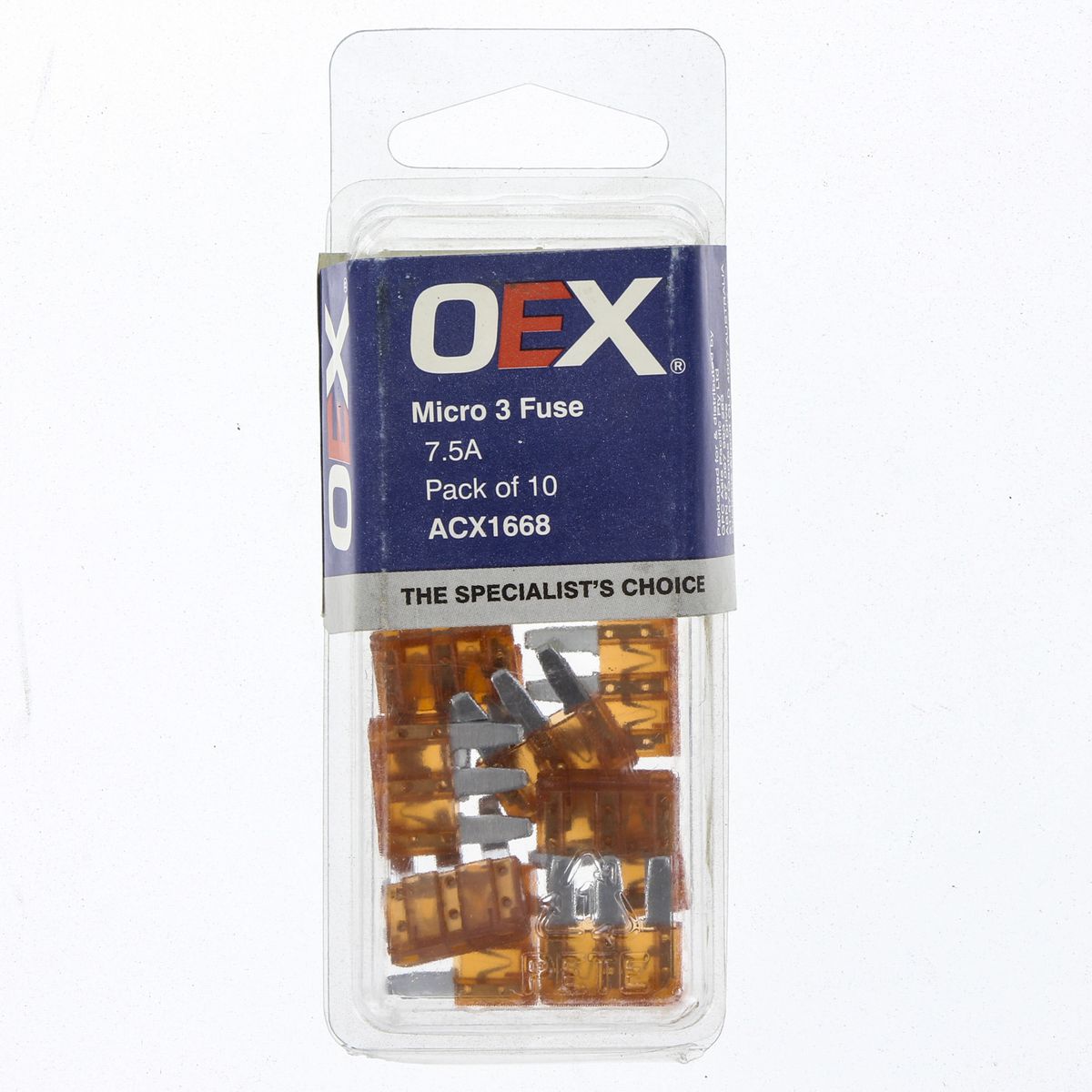 OEX Fuse Micro 3-Blade 7.5A Brown (Pack of 10) ACX1668
