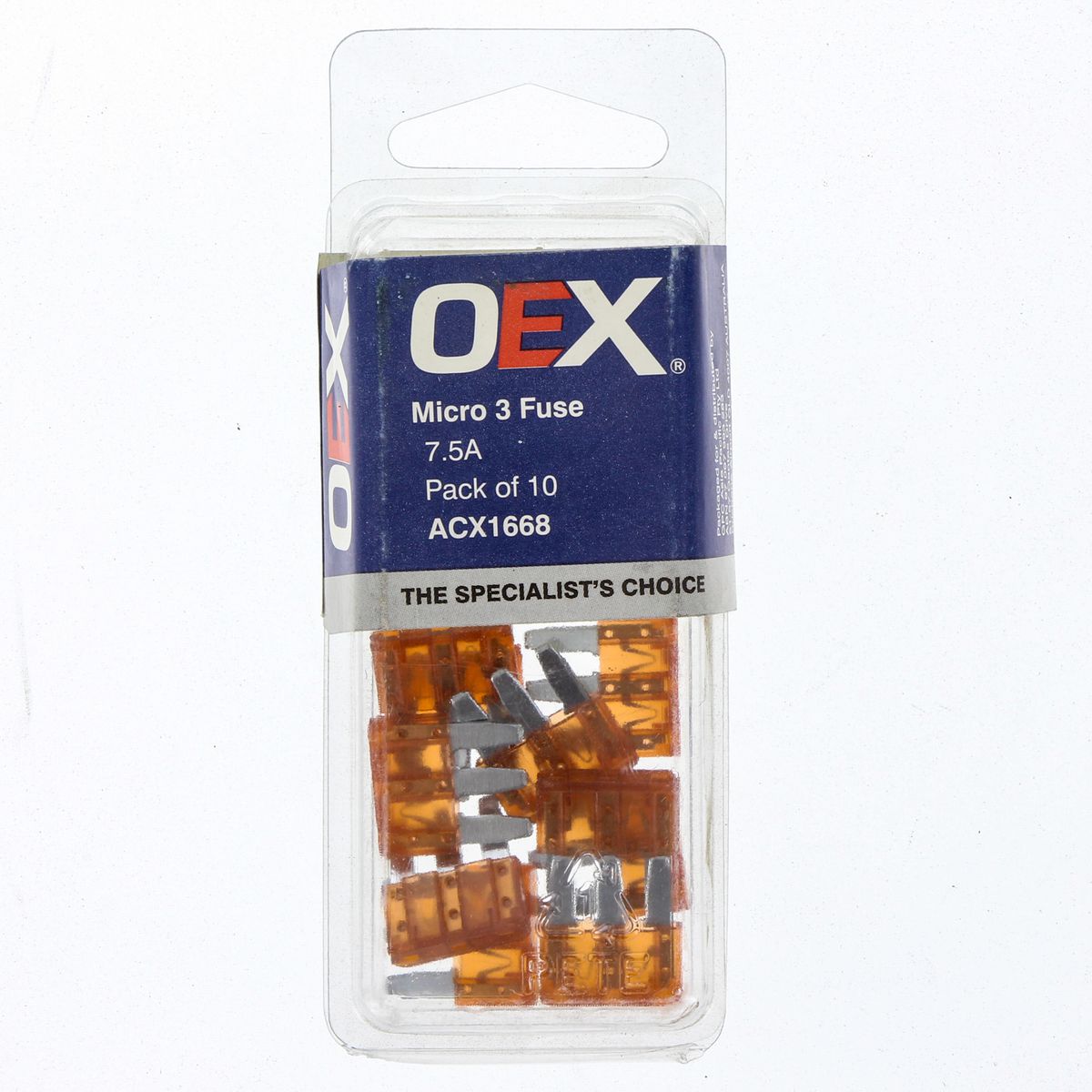 OEX Fuse Micro 3-Blade 7.5A Brown (Pack of 10) ACX1668