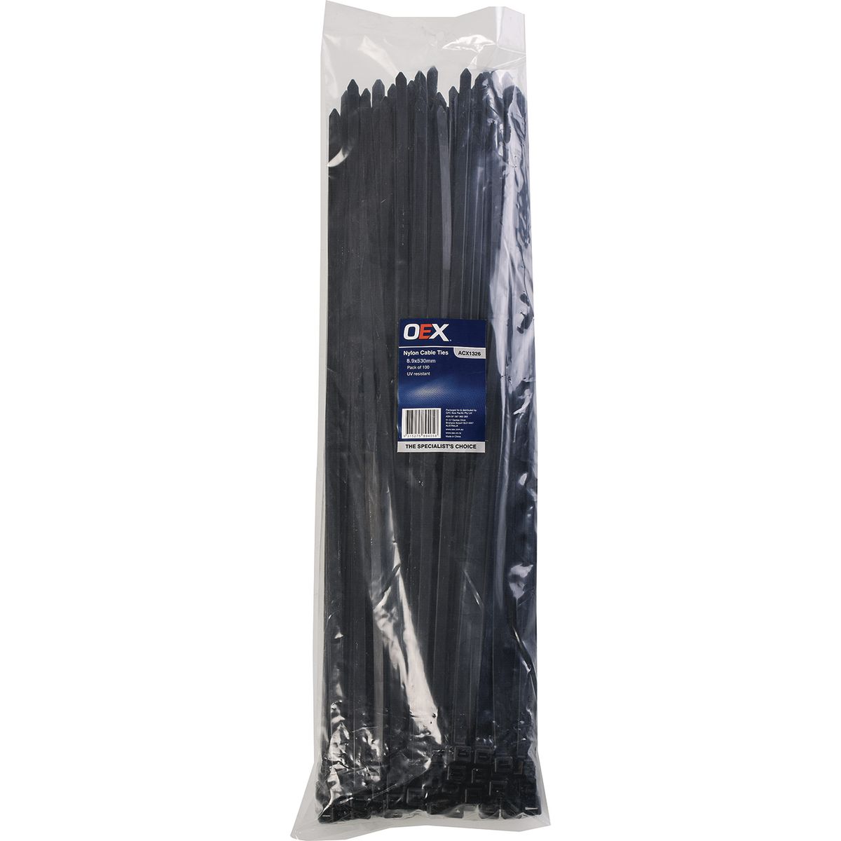 OEX Nylon Cable Ties 8.9mm x 530mm Black 100 Pack ACX1326