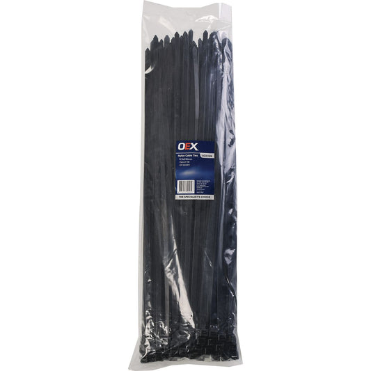 OEX Nylon Cable Ties 8.9mm x 530mm Black 100 Pack ACX1326