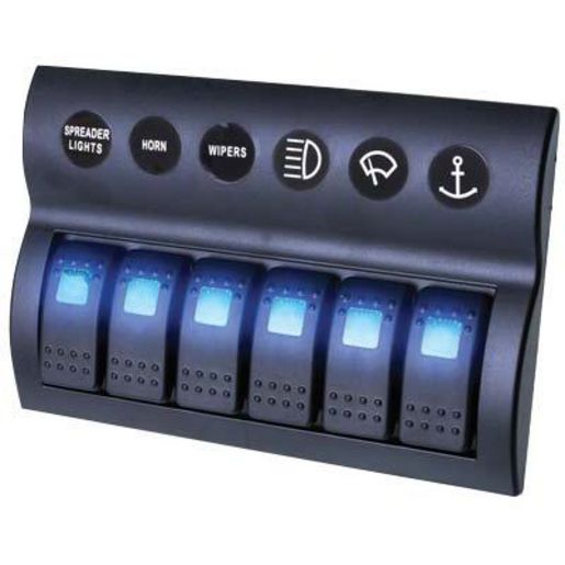 Drivetech 4x4 Rocker 6 Switch Panel 12/24V Blue DT-11031
