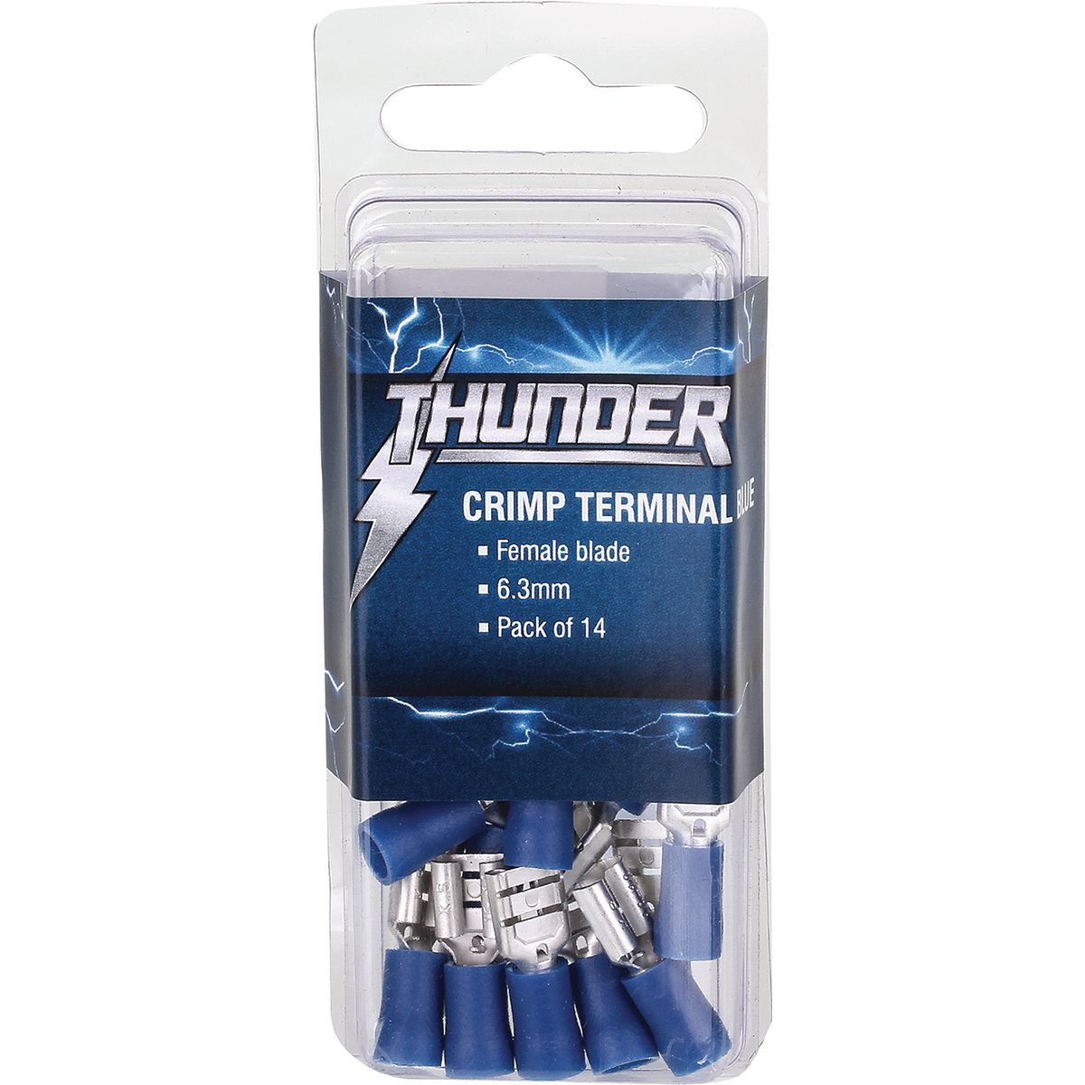 Thunder Spade Crimp Terminal Female Blade Blue 6.3mm 14pc
