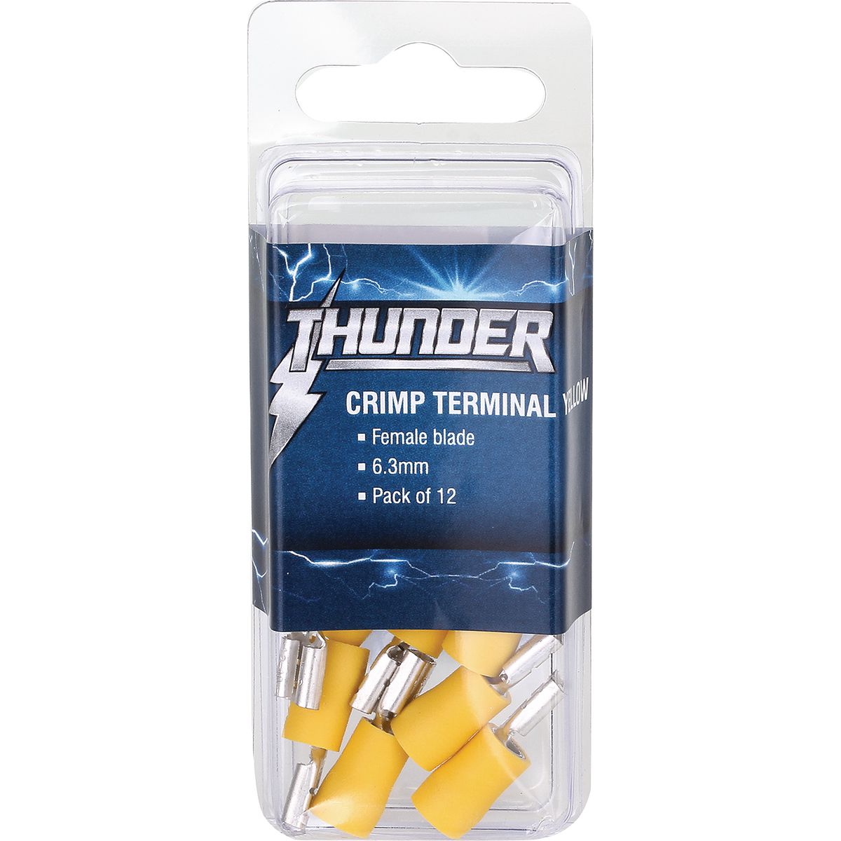 Thunder Spade Crimp Terminal Female Blade Yellow 6.3mm 12pc