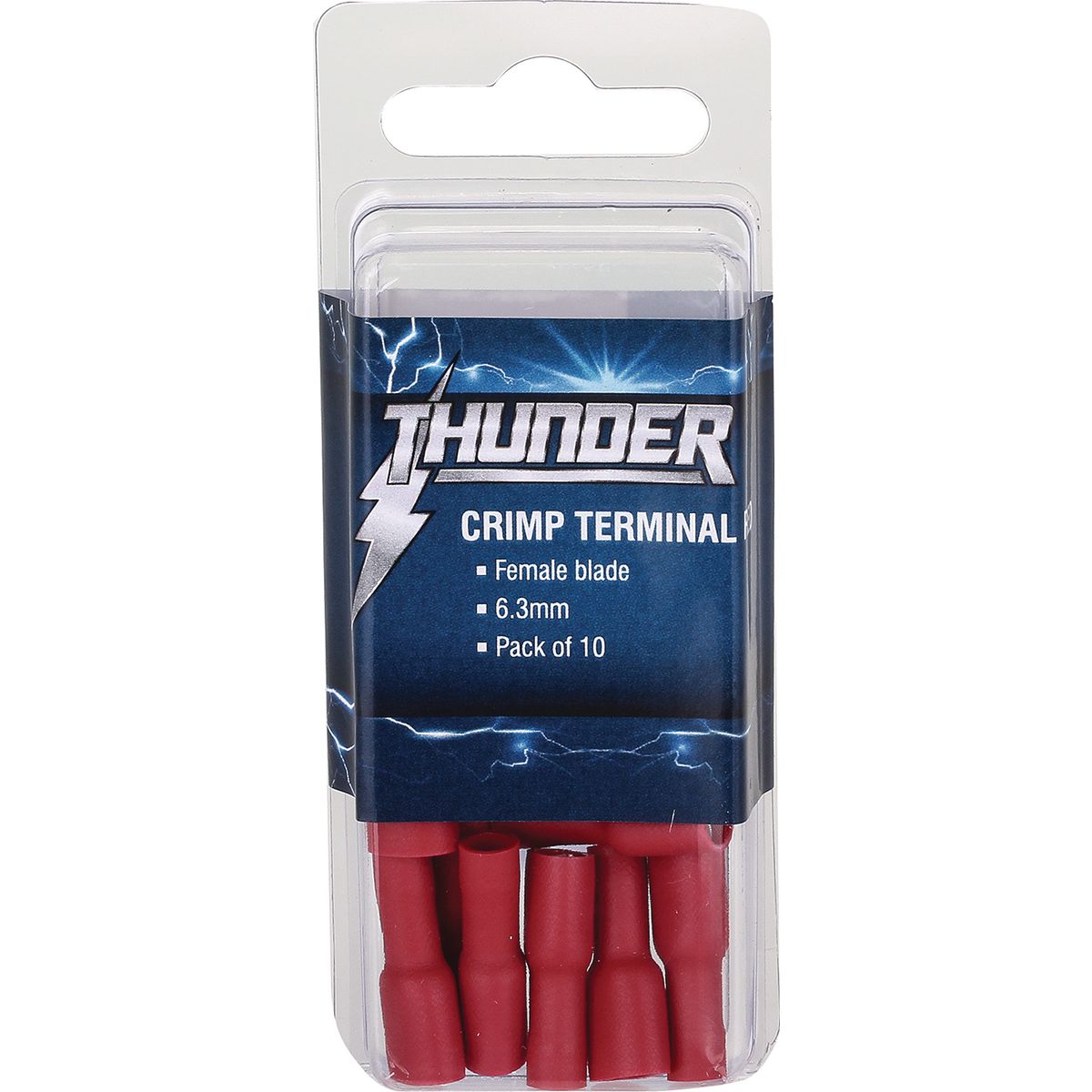 Thunder Spade Crimp Terminal Insulated Female Blade Red 6.3mm 10pc