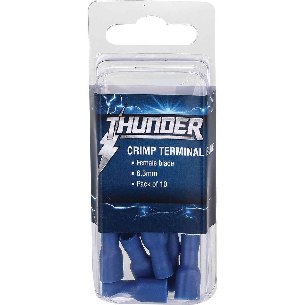 Thunder Spade Crimp Terminal Insulated Female Blade Blue 6.3mm 10pc