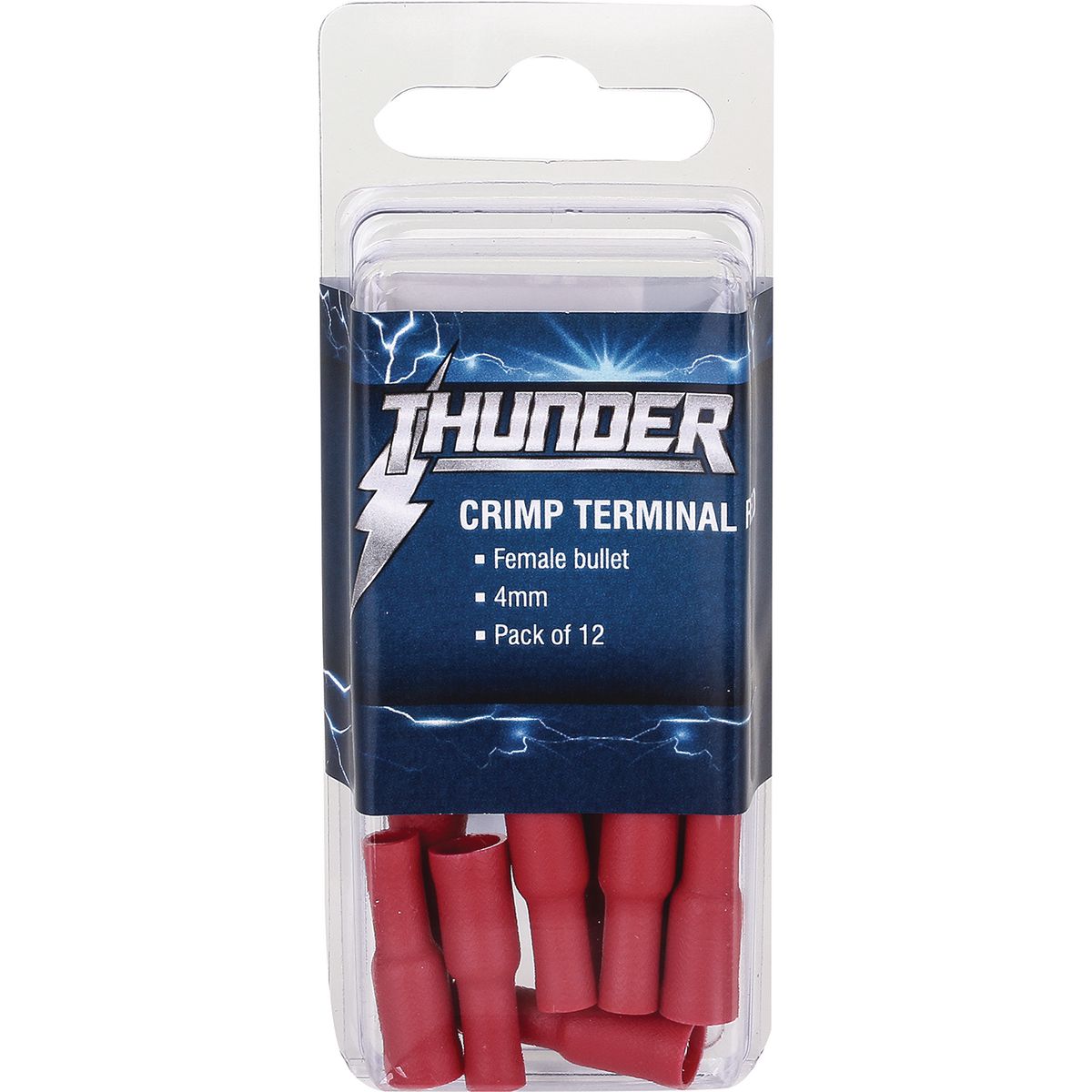 Thunder Bullet Crimp Terminal Insulated Female Blade Red 4mm 12pc