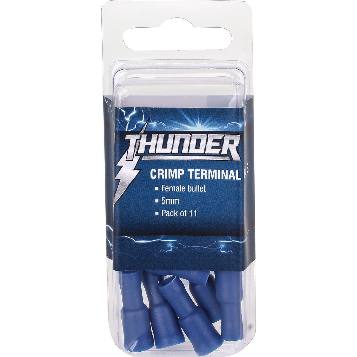 Thunder Bullet Crimp Terminal Insulated Female Blade Blue 5mm 11pc
