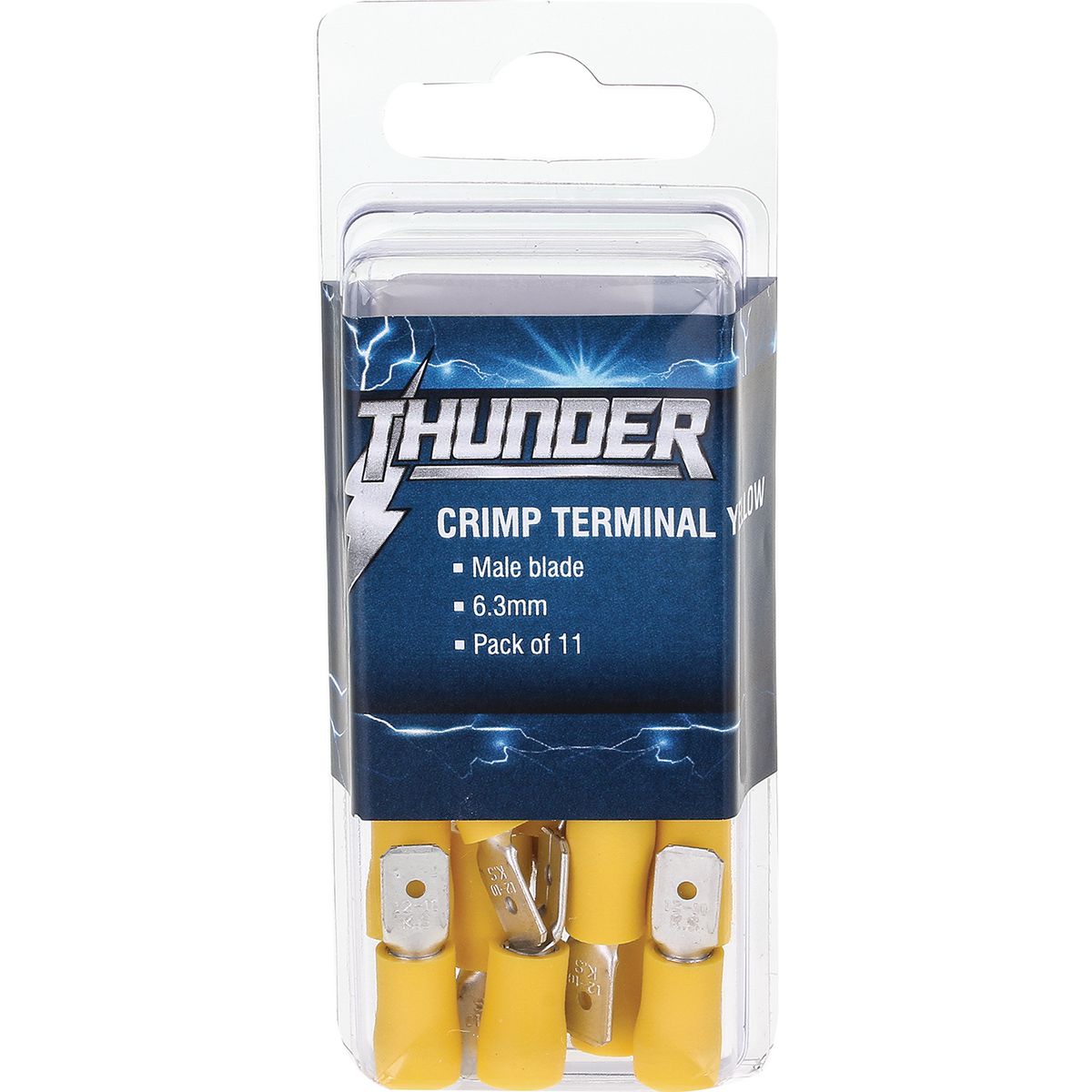 Thunder Crimp Terminal Insulated Male Blade Yellow 6.3mm 11pc