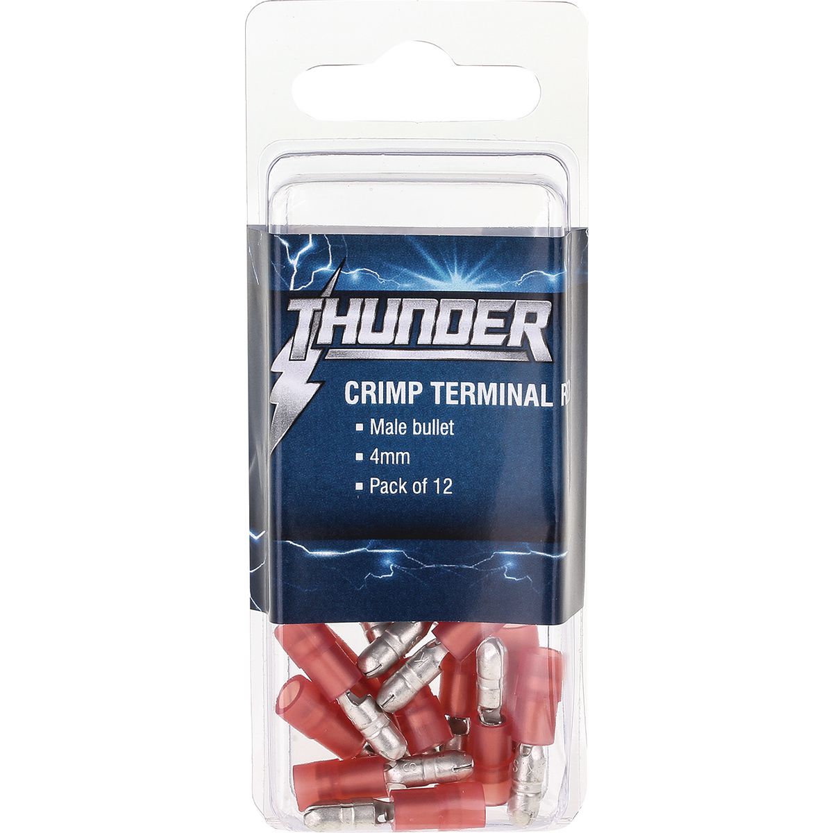 Thunder Bullet Crimp Terminal Insulated Male Red 4mm 12pc