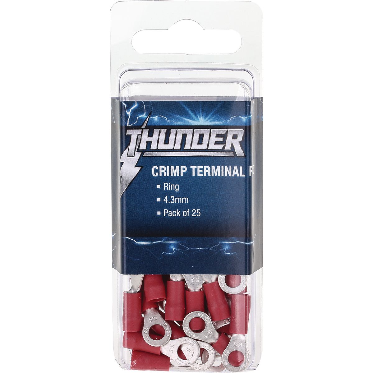 Thunder Crimp Terminal Ring Red 4.3mm 25pc