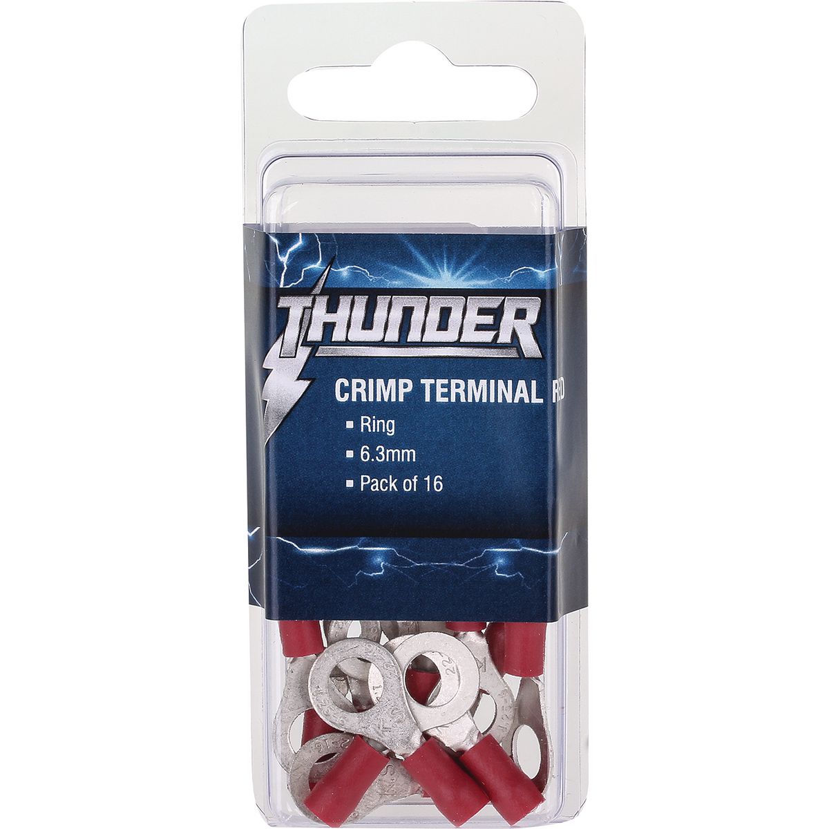 Thunder Crimp Terminal Ring Red 6.3mm 16pc