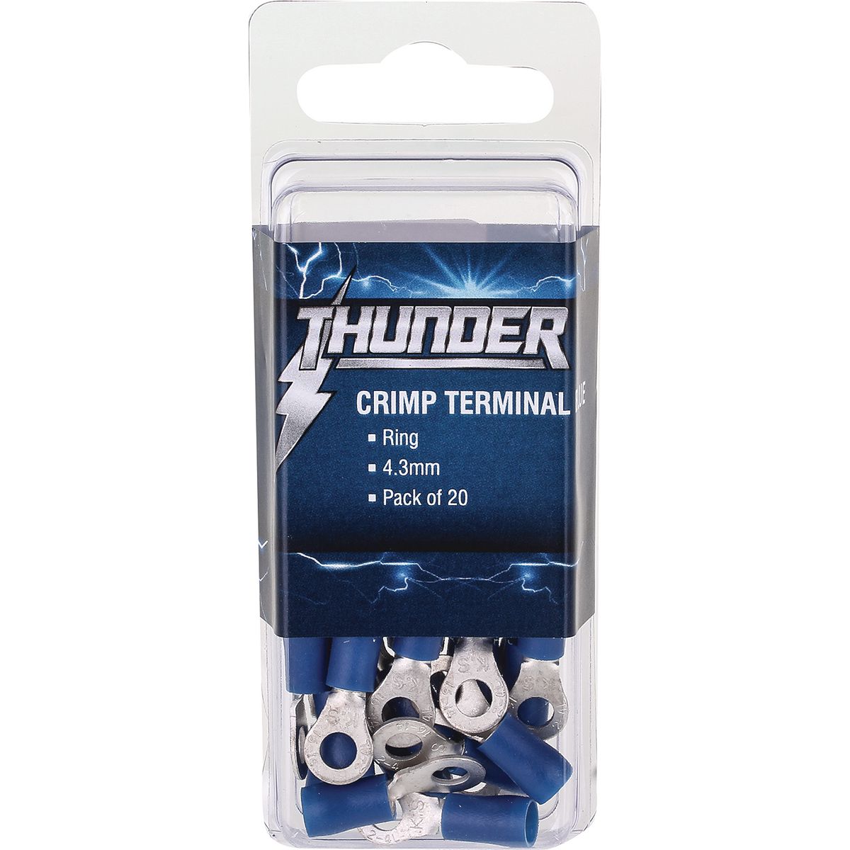 Thunder Crimp Terminal Ring Blue 4.3mm 25pc