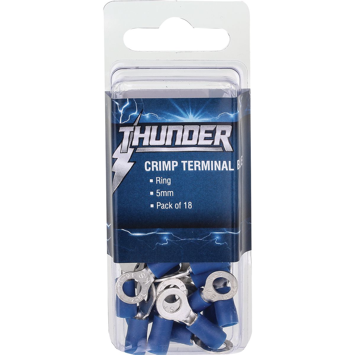 Thunder Crimp Terminal Ring Blue 5mm 25pc