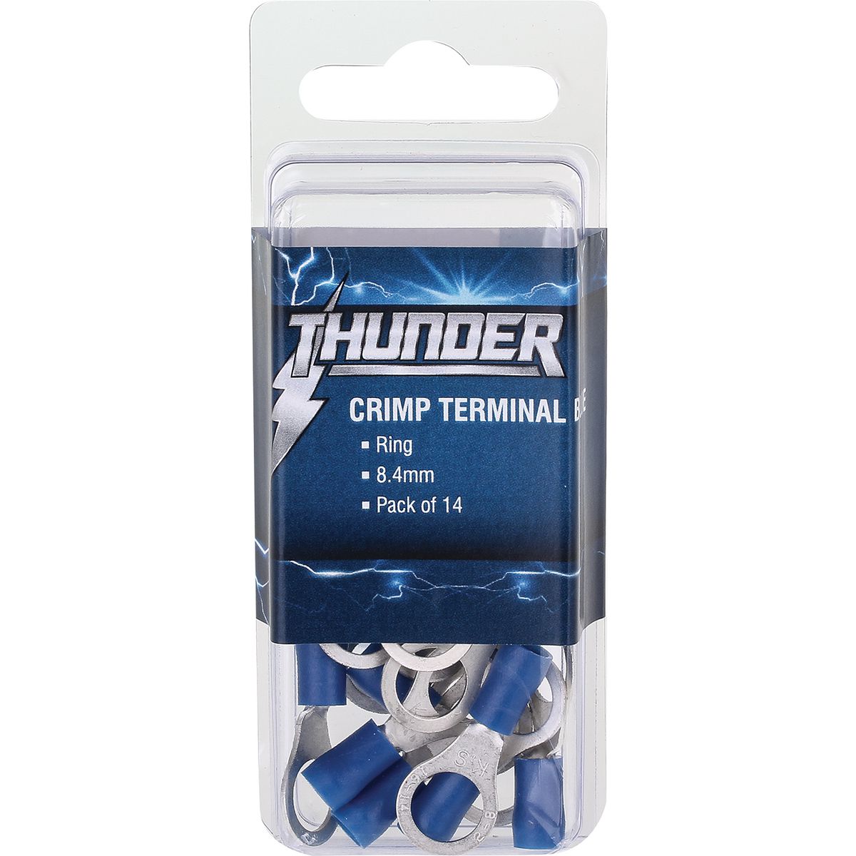 Thunder Crimp Terminal Ring Blue 8.4mm 14pc