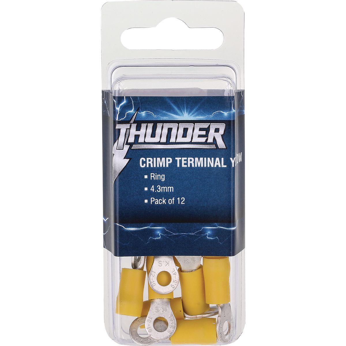 Thunder Crimp Terminal Ring Yellow 4.3mm 14pc