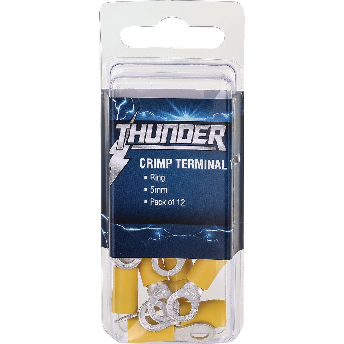 Thunder Crimp Terminal Ring Yellow 5mm 14pc