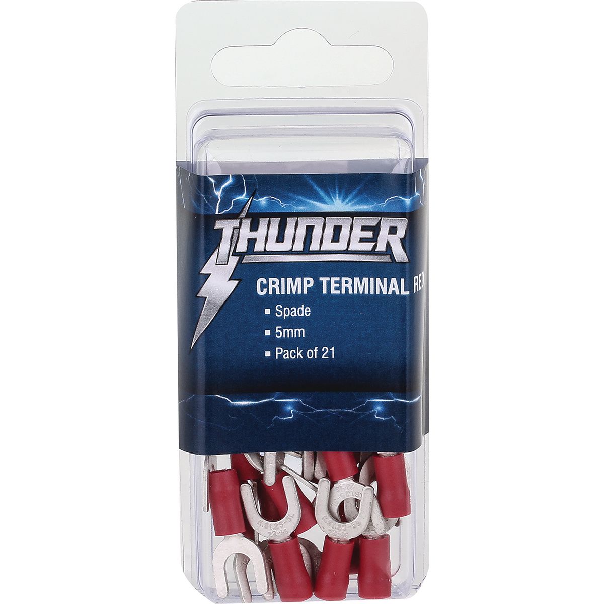 Thunder Fork Crimp Terminal Red 5mm 21pc
