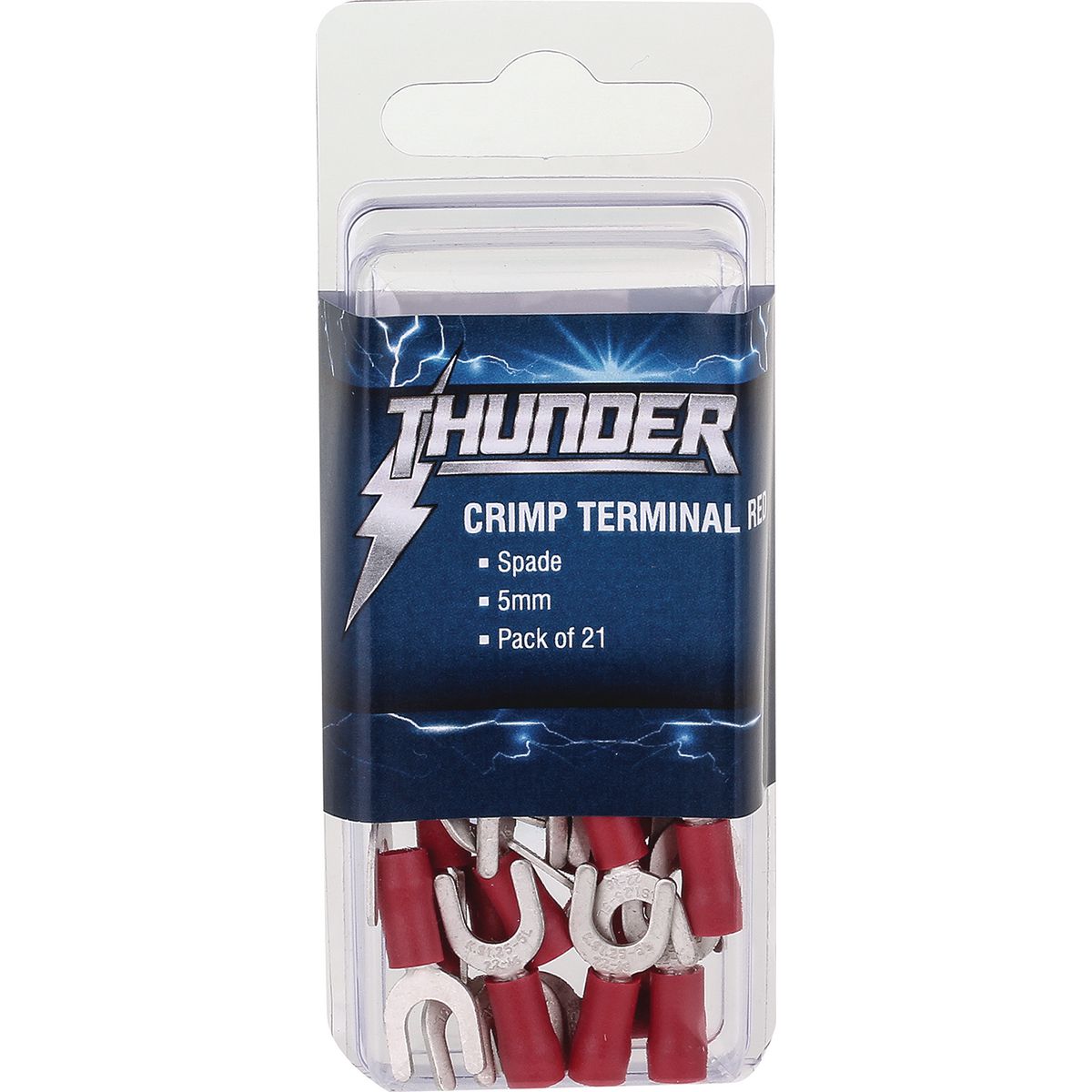 Thunder Fork Crimp Terminal Red 5mm 21pc
