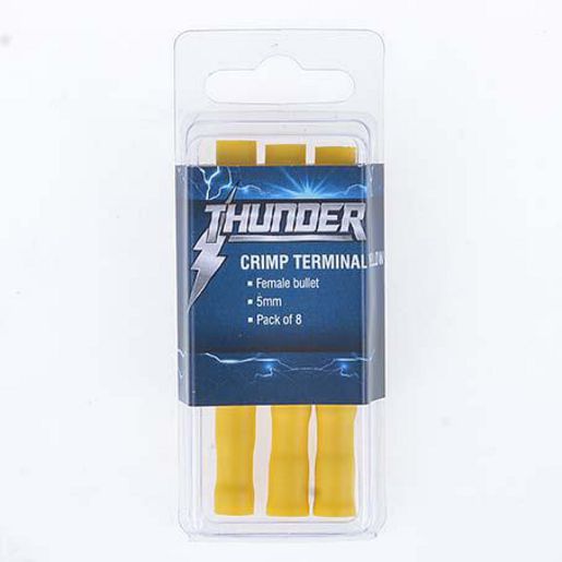 Thunder Bullet Crimp Terminal Insulated Female Yellow 5mm 8pc
