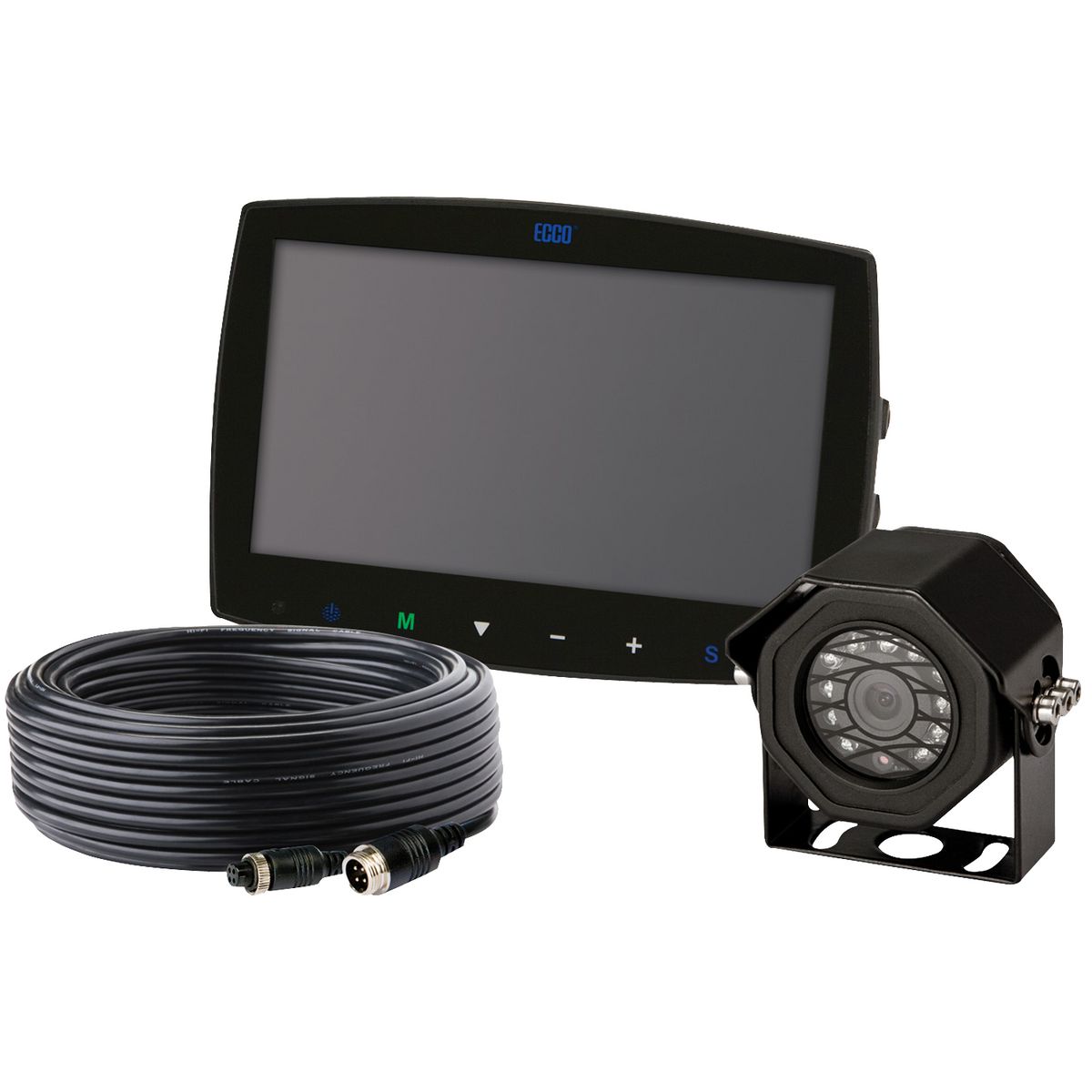 Ecco Camera Kit 7In Colour Lcd Monitor Split Screen/Quad View Capable 11 LED Colour Camera Ip69K 12-24V 20M Cable EC7000-QK