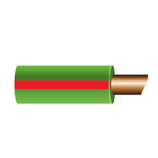 OEX Automotive Cable Single Core 4mm Green W/Red Trace 30M Roll ACX0746