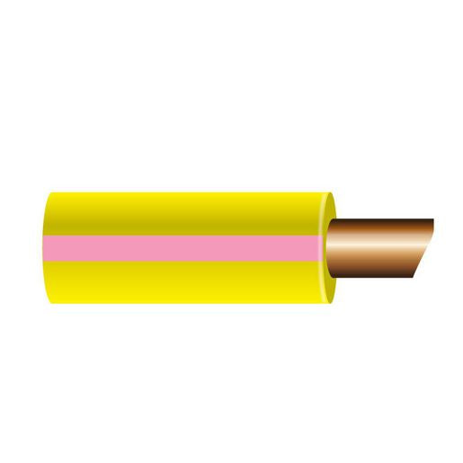 OEX 3mm Single Core Automotive Cable, Yellow With Pink Trace - 100M Roll ACX0360