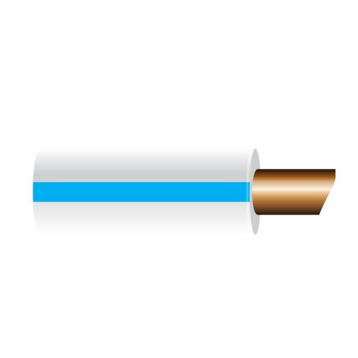 OEX 4mm Single Core Automotive Cable, White With Blue Trace - 100M Roll ACX0364