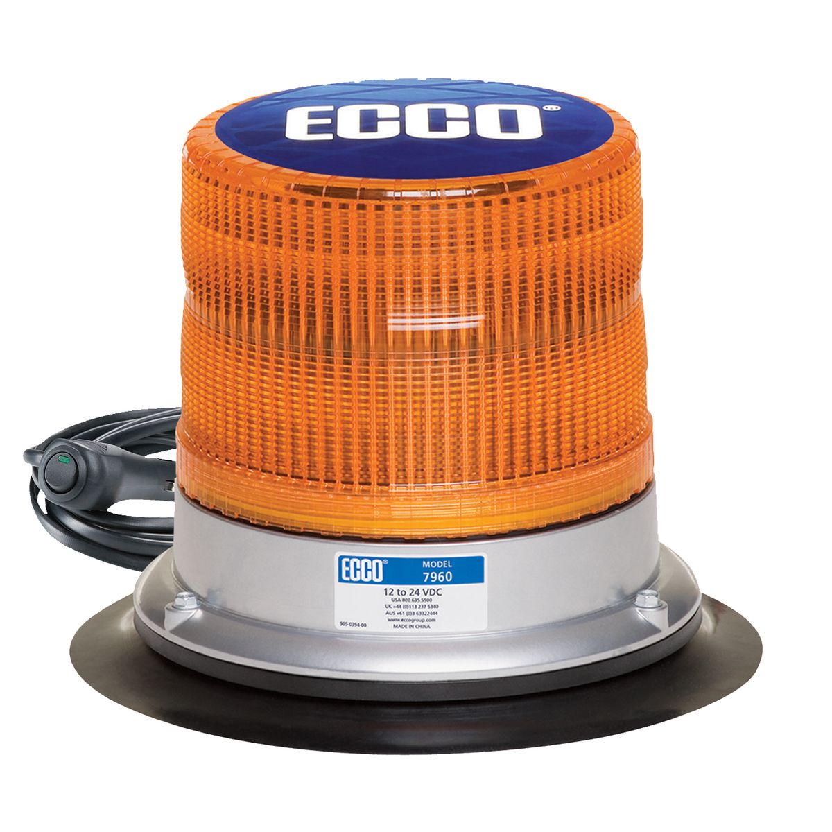 Ecco LED Amber Beacon 12-24V Vaccuum Mount 7960A-VM