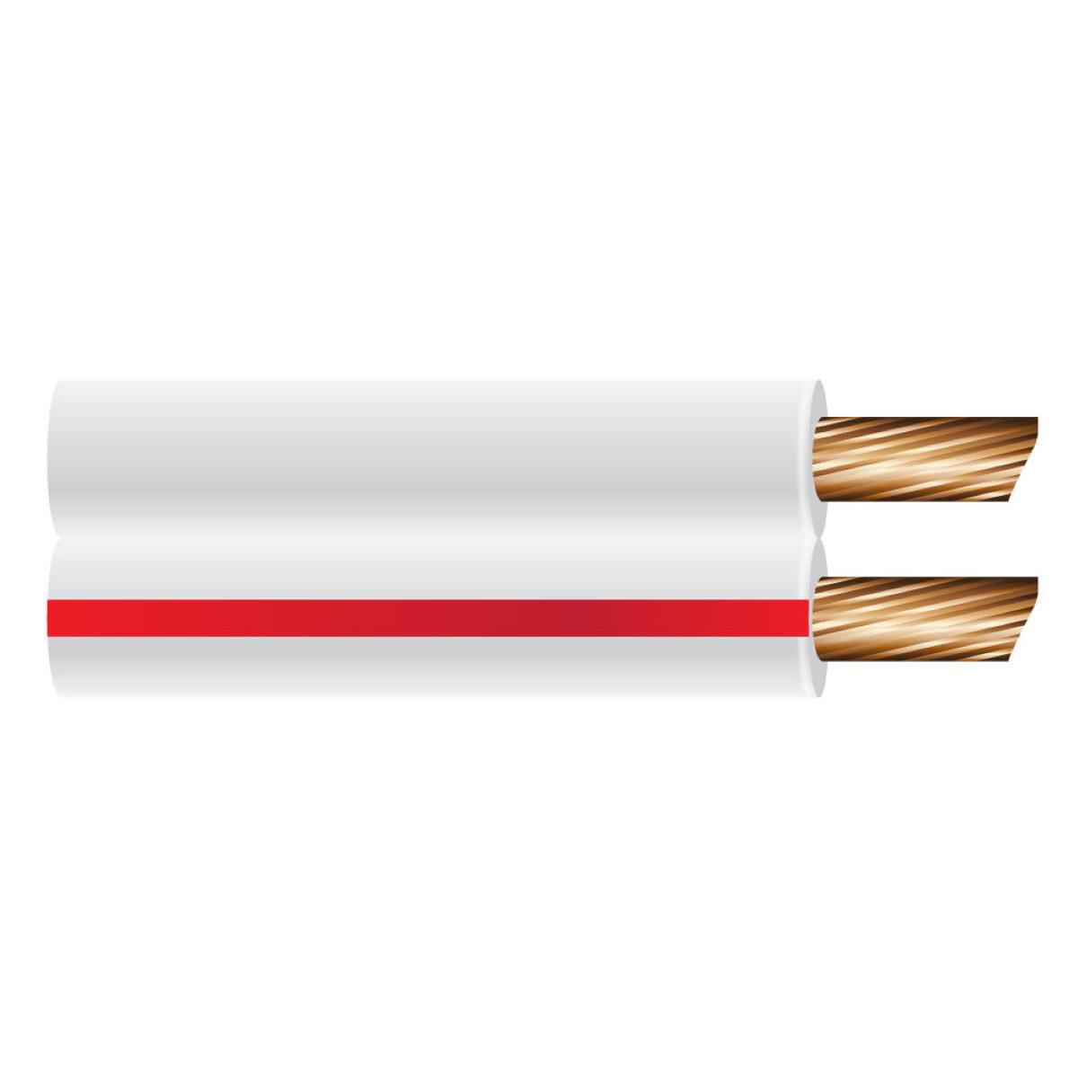 OEX 3mm Twin Core Automotive Cable, Figure 8, White With Red Trace - 500M Roll ACX0833/500
