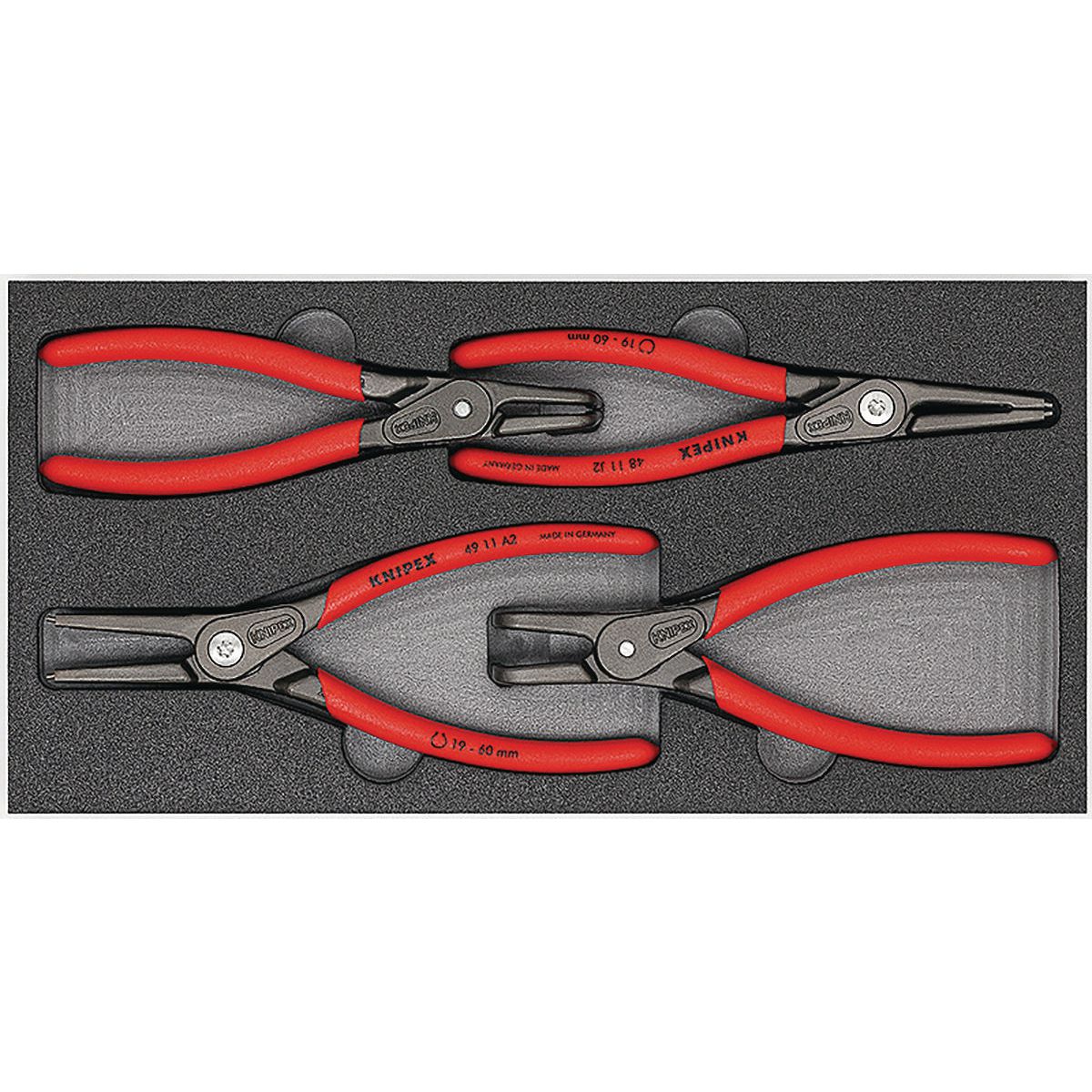 KNIPEX Precison Circlip Pliers Foam Tray 4Pc 002001V09