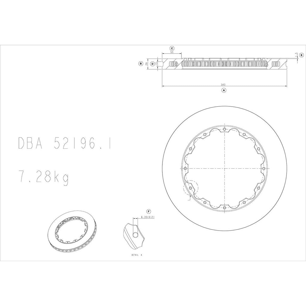 DBA Disc Brake Rotor Single DBA52196.1S