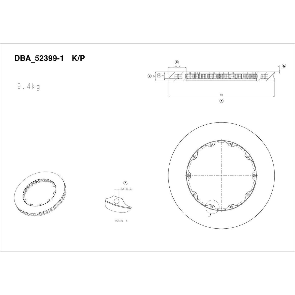 DBA T3 5000 Replacement Brake Rotor Single Front DBA52399.1