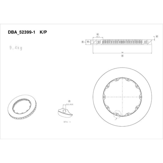 DBA T3 5000 Replacement Brake Rotor Single Front DBA52399.1