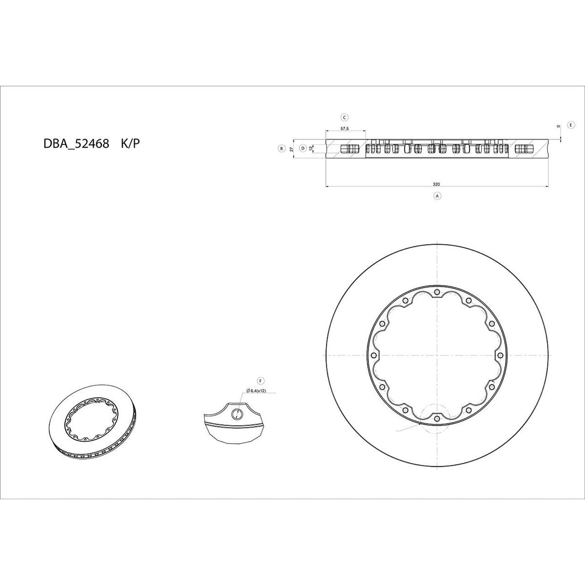 DBA T3 5000 Replacement Brake Rotor Single Front DBA52468.1
