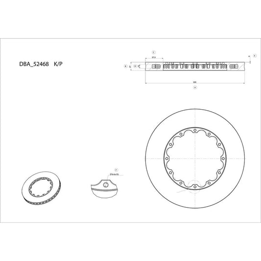 DBA T3 5000 Slotted Replacement Brake Rotor Single Front DBA52468.1S