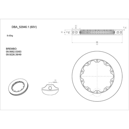 DBA HD 5000 Drilled Slotted Replacement Brake Rotor 328mm LH DBA52946.1LXD