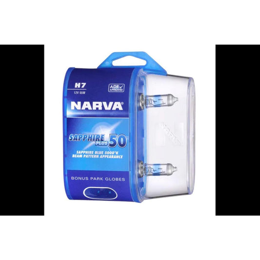 Narva H7 12V 55W Sapphire Plus 50 Halogen Headlight Globes 2Pk