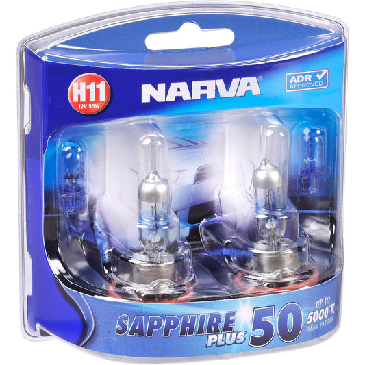 Narva H11 12V 55W Sapphire Plus 50 Halogen Headlight Globes 2Pk
