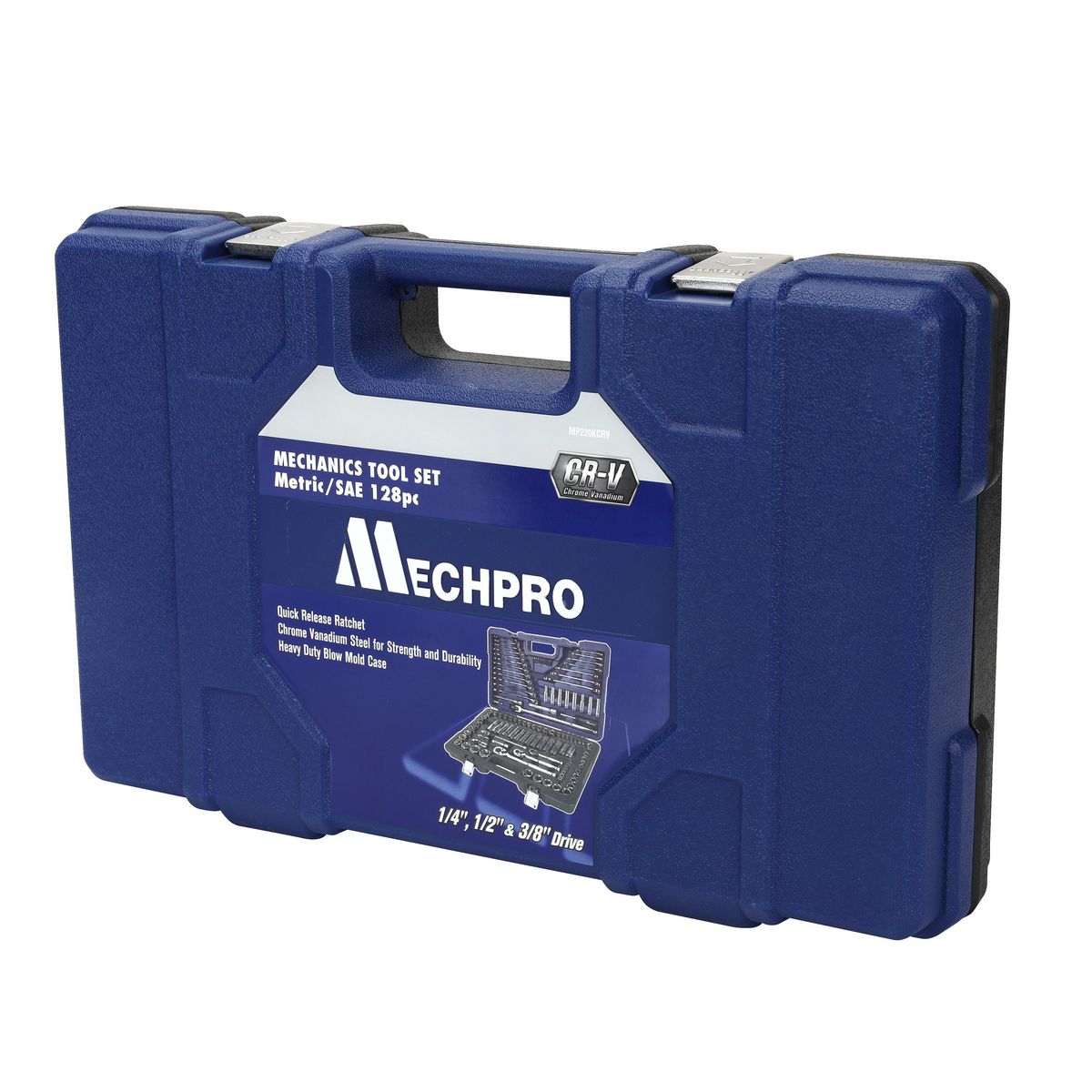 Mechpro Automotive Tool Kit Metric/SAE 1/4In, 3/8In & 1/2In Drive 128pc