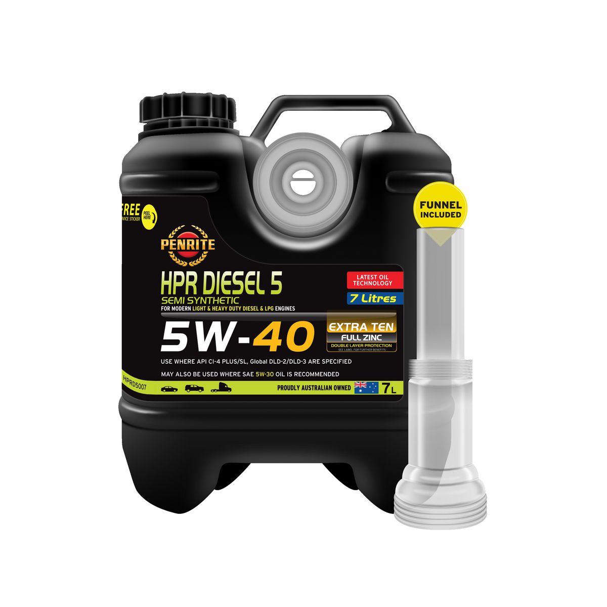 Penrite HPR Diesel 5 5W-40 Engine Oil Semi-Syn 7L HPRD5007