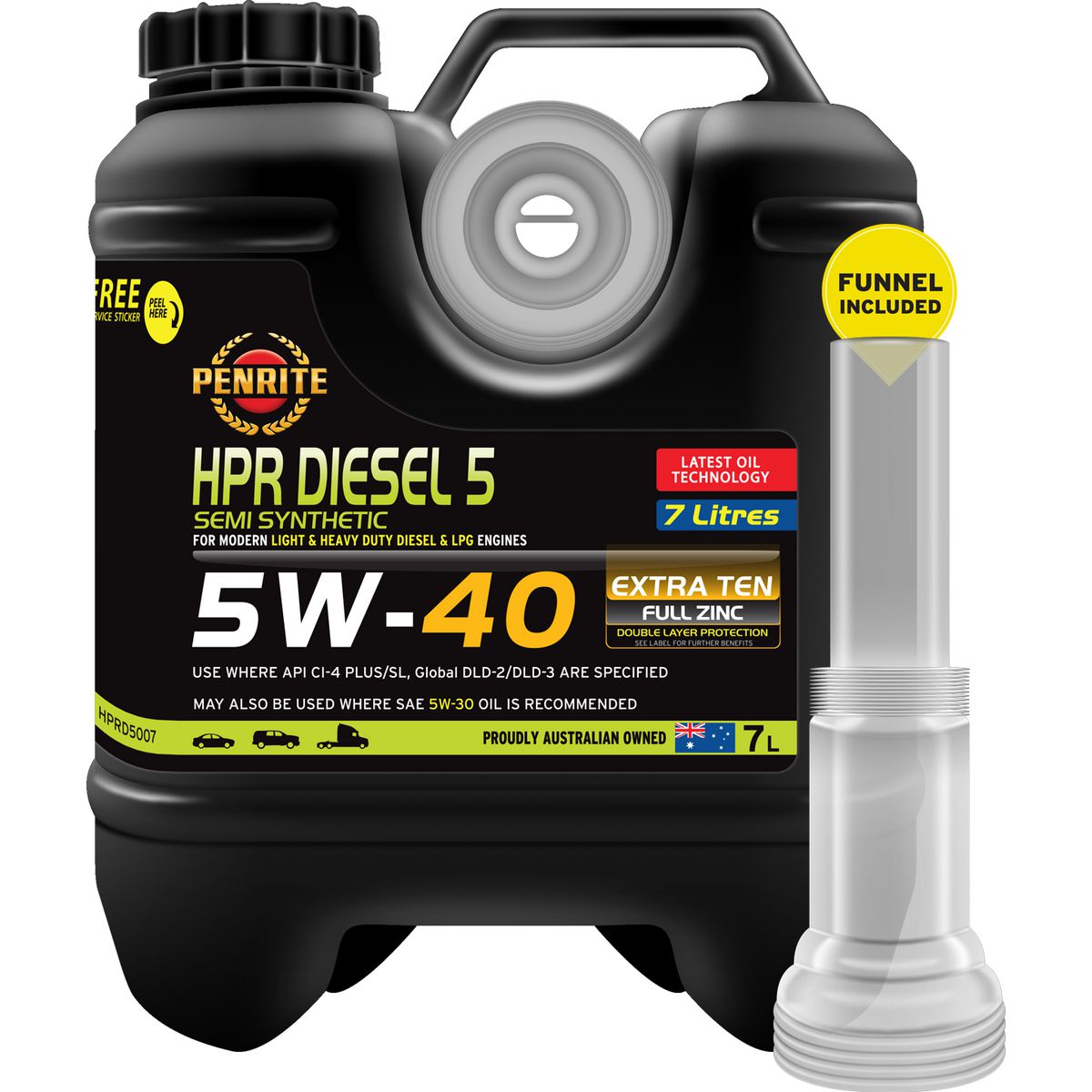 Penrite HPR Diesel 5 5W-40 Engine Oil Semi-Syn 7L HPRD5007