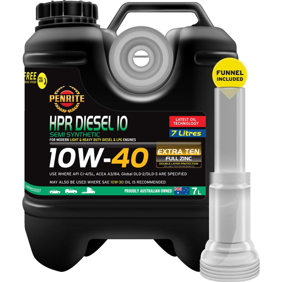 Penrite HPR Diesel 10 10W-40 Engine Oil Semi-Syn 7L HPRD10007