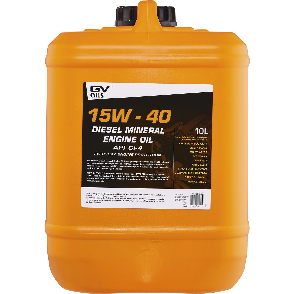 GVoil Mineral 15W-40 Diesel Engine Oil 10L GVOD1540CI-10