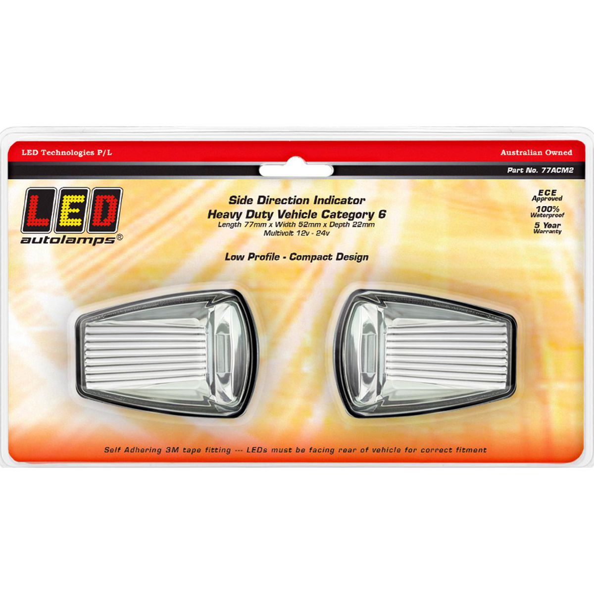 LED Autolamps Side Indicator Clear Cat 6 77ACM2