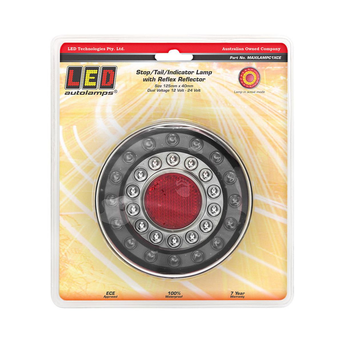 LED Autolamps Stop/Tail/Indicator/Reflector LED Maxilamp Light Black Chrome 12-24V MAXILAMPC1XCE