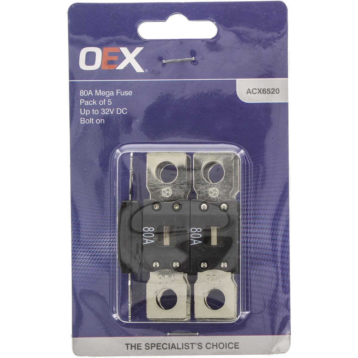OEX Mega Fuse, 80A Bolt On - Pack Of 5 ACX6520