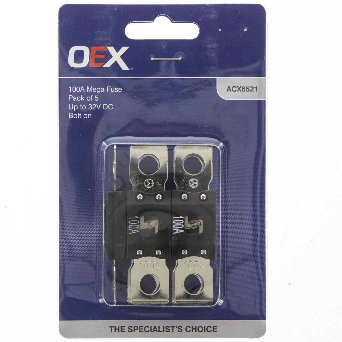 OEX Mega Fuse, 100A Bolt On - Pack Of 5 ACX6521