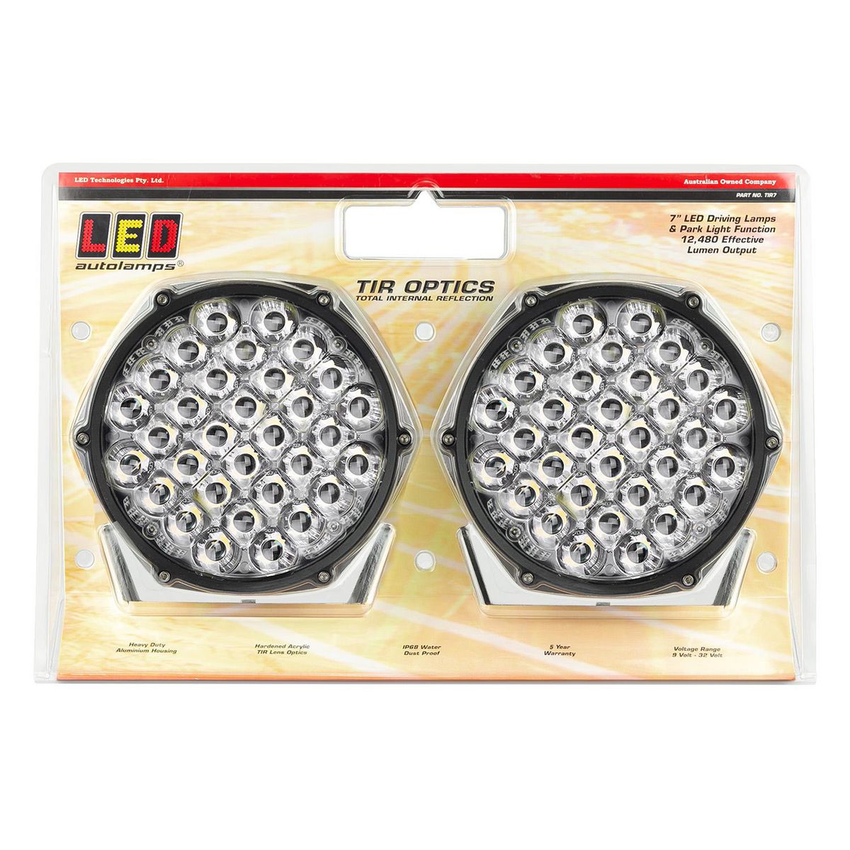 LED Autolamps TIR Optics 7 Inch High-Powered Driving Light Twin Pack TIR7