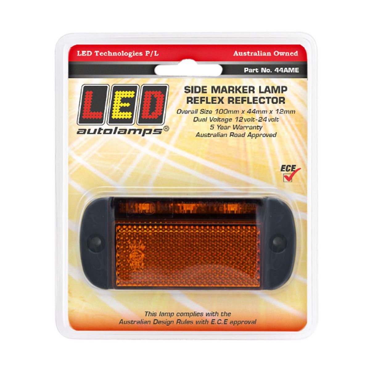 LED Autolamps LED Side Marker With Inbuilt Reflector 12-24V 44AME